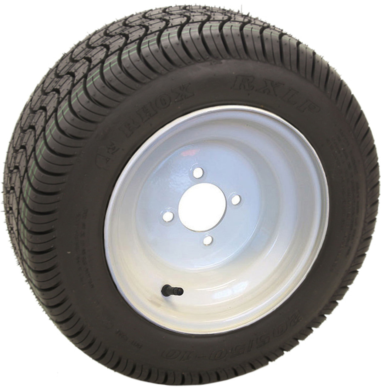 RHOX 10" Steel White Centered Wheels with Street Low Profile Tire Options Combo