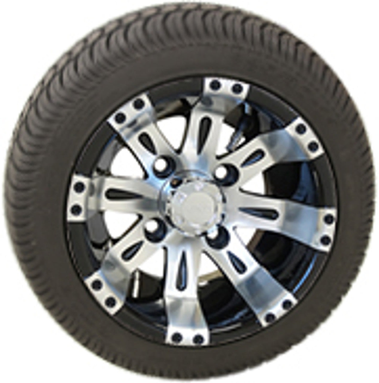 RHOX 10" Vegas Machined and Black Wheels with Street Low Profile Tire Options Combo