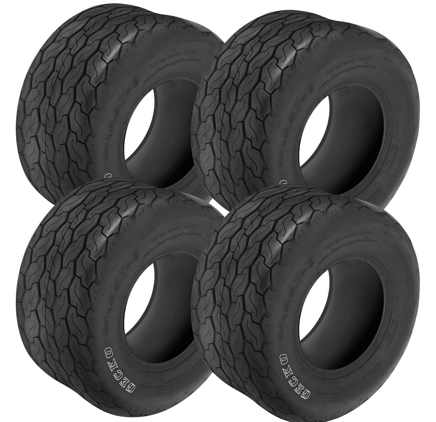 BNDL-TR0805 – STEELENG 18"x8.5"-8" GECKO Street Tire (White Letter Version) (SET of 4)