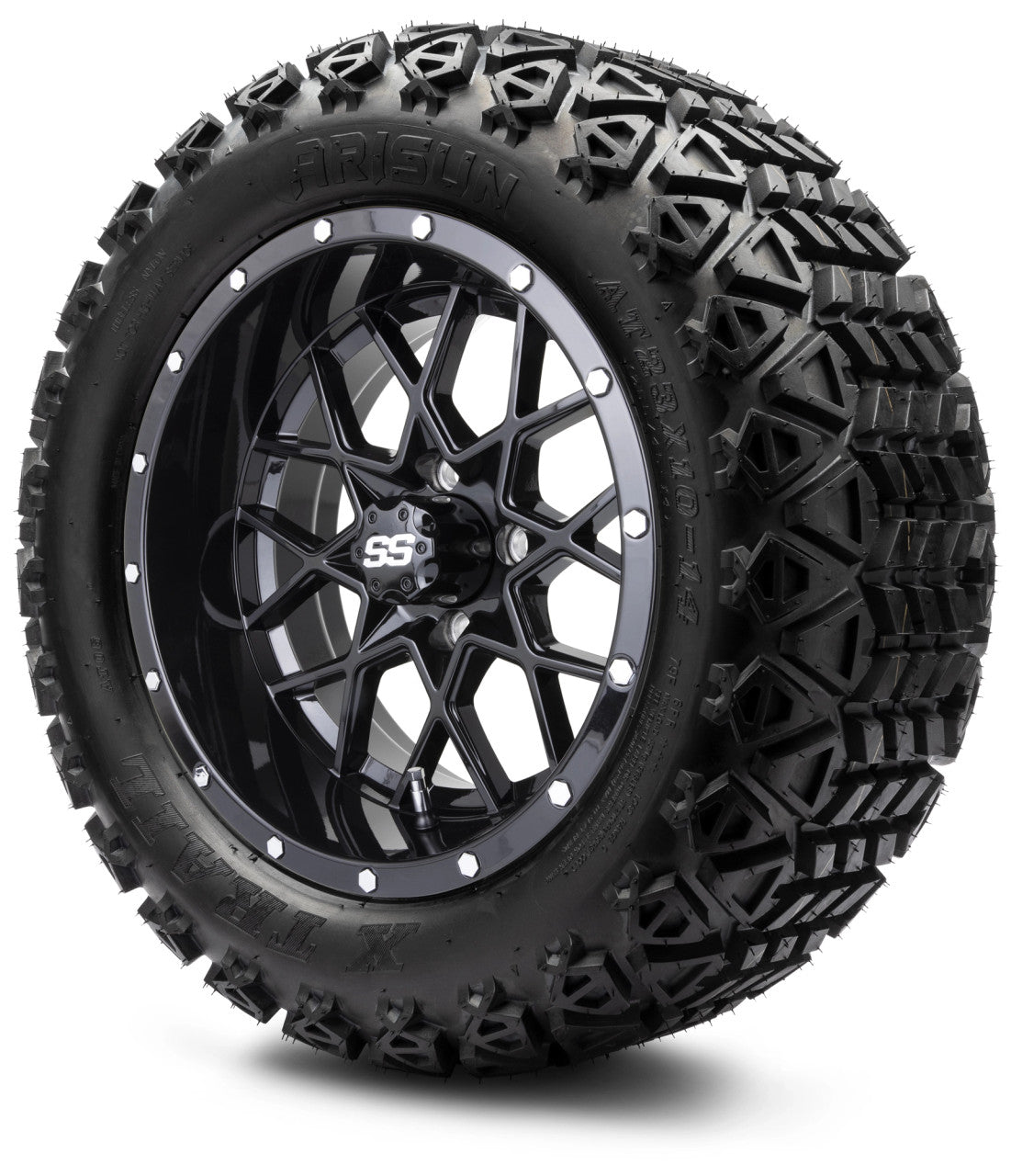 MODZ® 14" Vortex Glossy Black - Lifted Tires and Wheels Combo