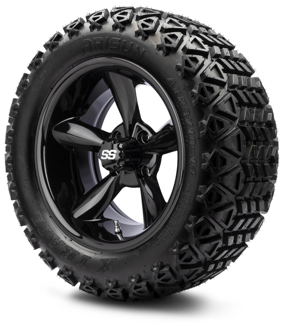 MODZ® 14" Godfather Glossy Black - Lifted Tires and Wheels Combo