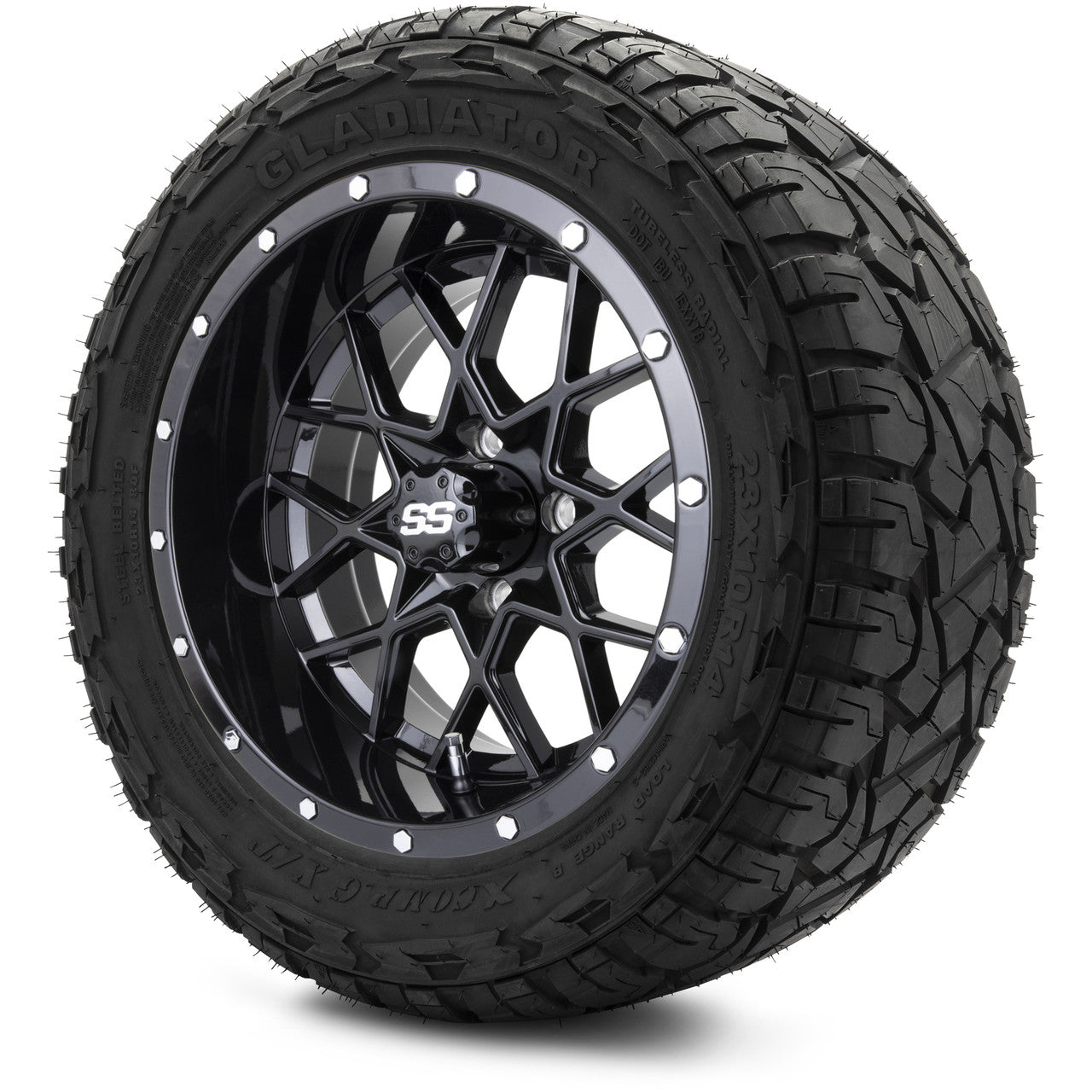 MODZ® 14" Vortex Glossy Black - Lifted Tires and Wheels Combo