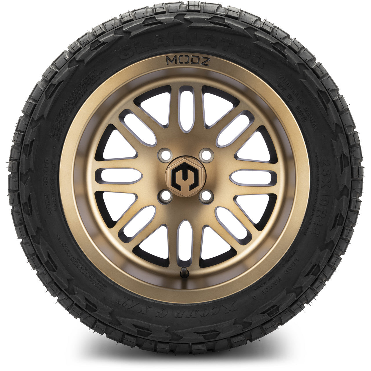 MODZ® 14" Mayhem Bronze - Lifted Tires and Wheels Combo