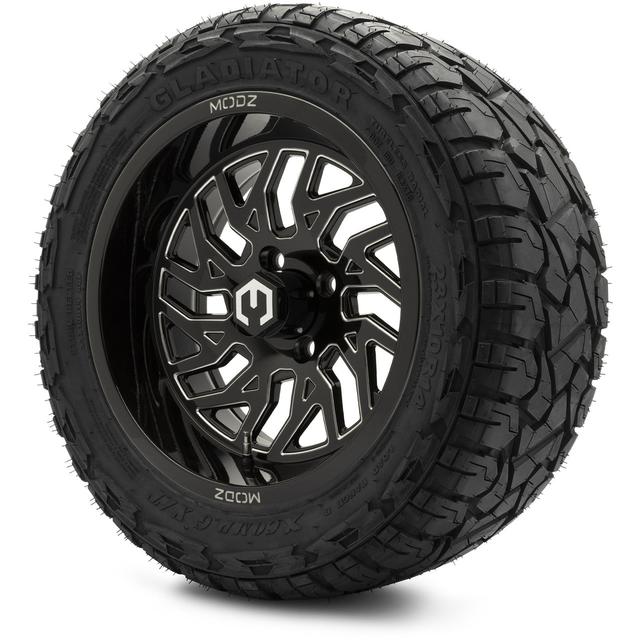 MODZ® 14" Carnage Glossy Black with Ball Mill - Lifted Tires and Wheels Combo