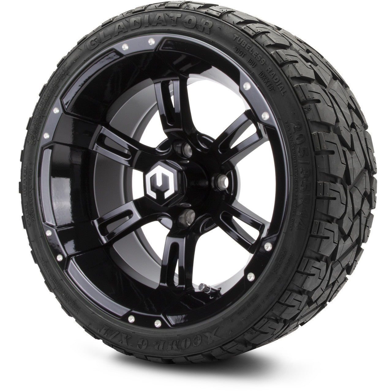 MODZ® 14" Ambush Glossy Black - Low Profile Tires and Wheels Combo