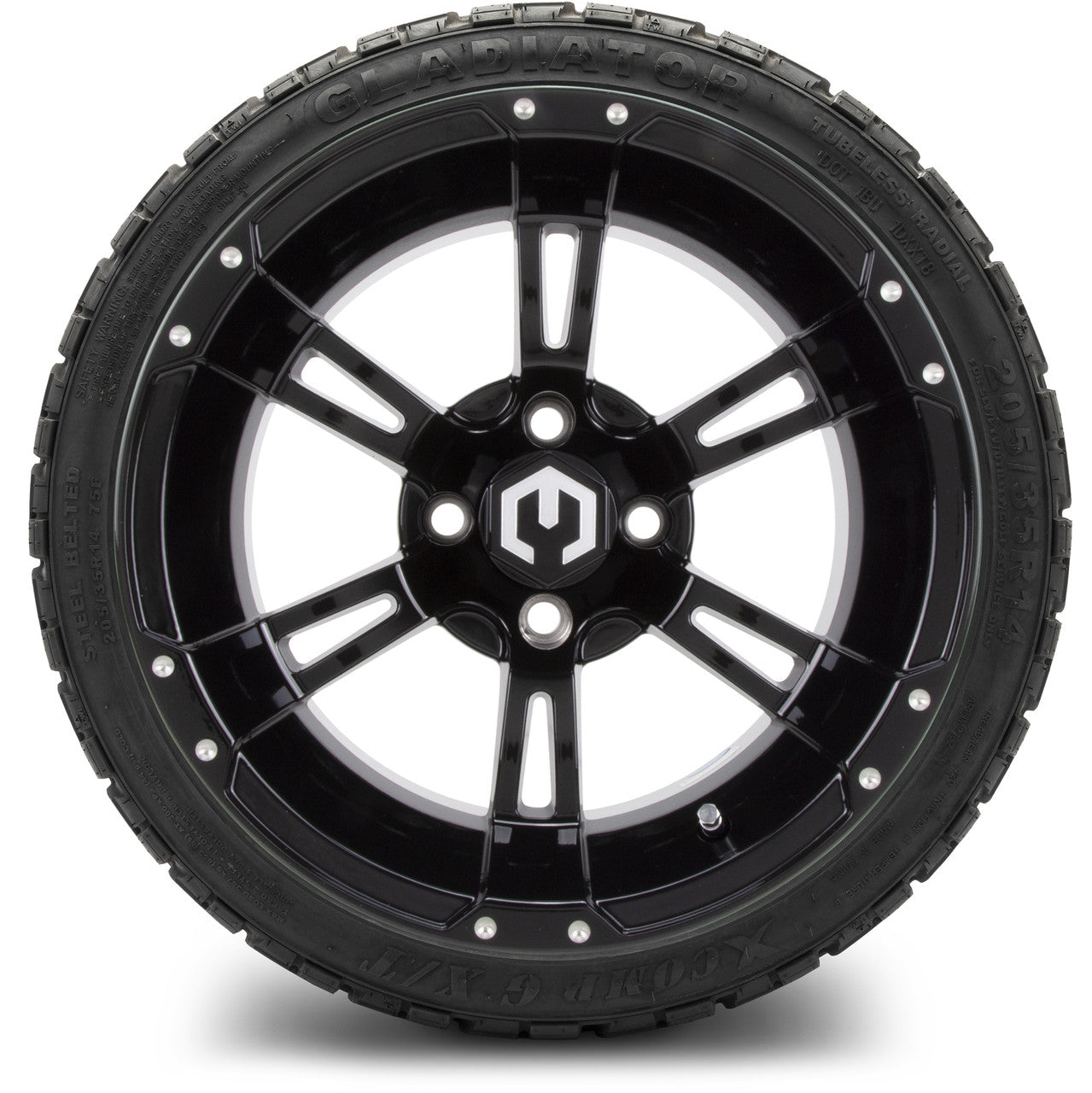 MODZ® 14" Ambush Glossy Black - Low Profile Tires and Wheels Combo