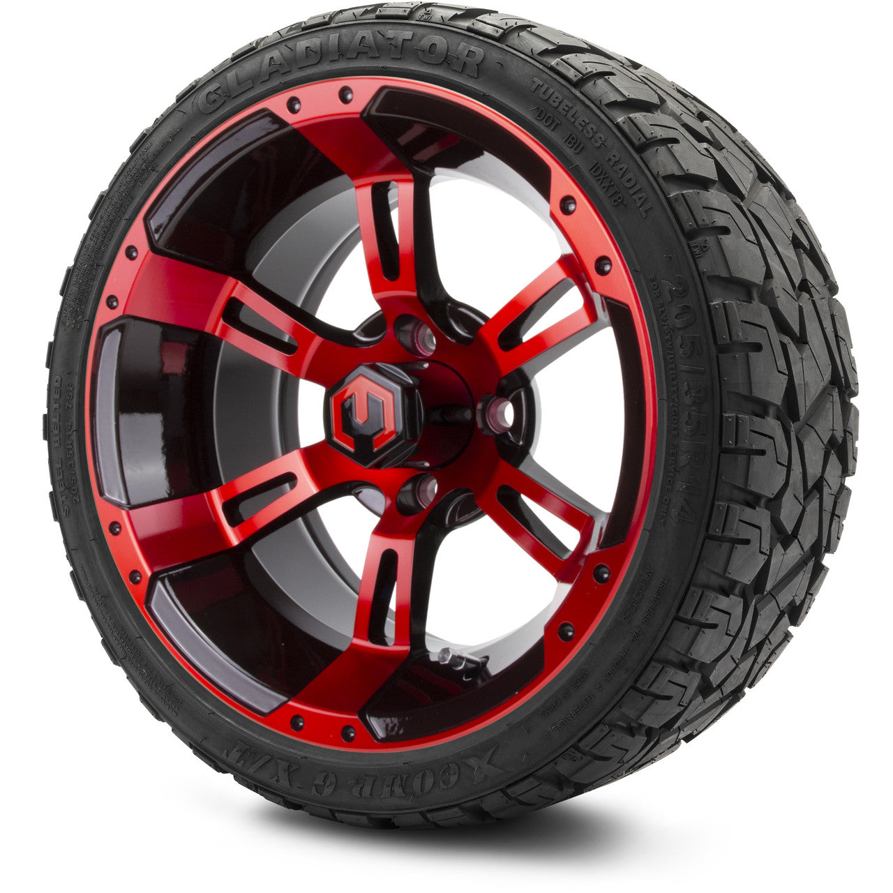 MODZ® 14" Ambush Red and Black - Low Profile Tires and Wheels Combo