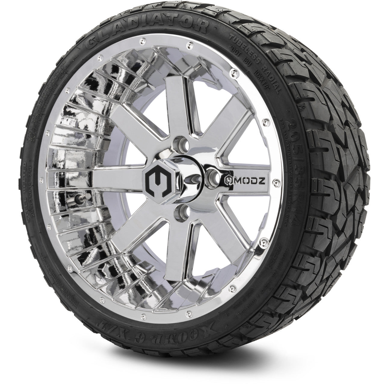 MODZ® 14" Assault Chrome - LowPro Street Tire and Wheels Combo
