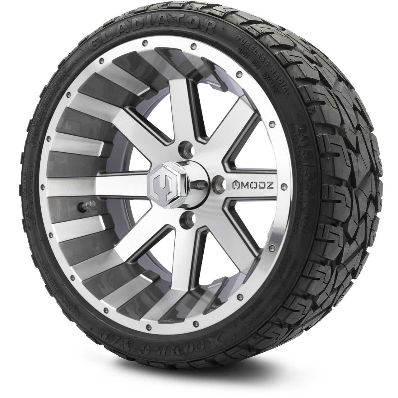 MODZ® 14" Assault Machined Gunmetal - LowPro Street Tire and Wheels Combo