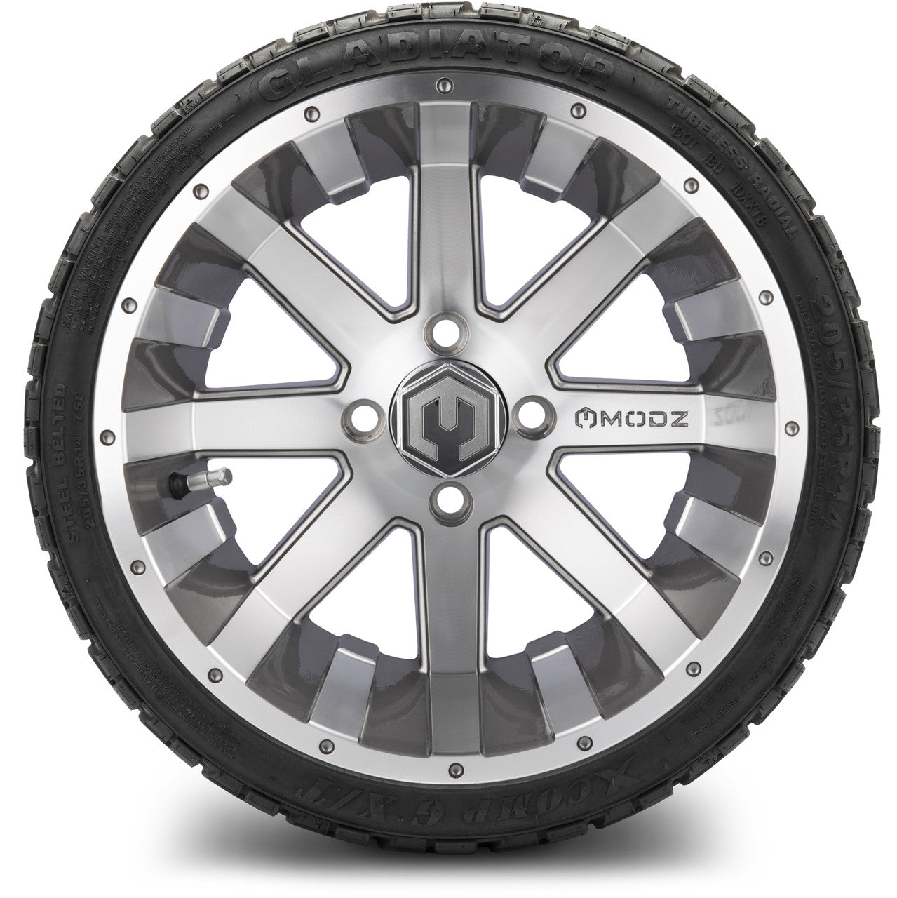MODZ® 14" Assault Machined Gunmetal - LowPro Street Tire and Wheels Combo