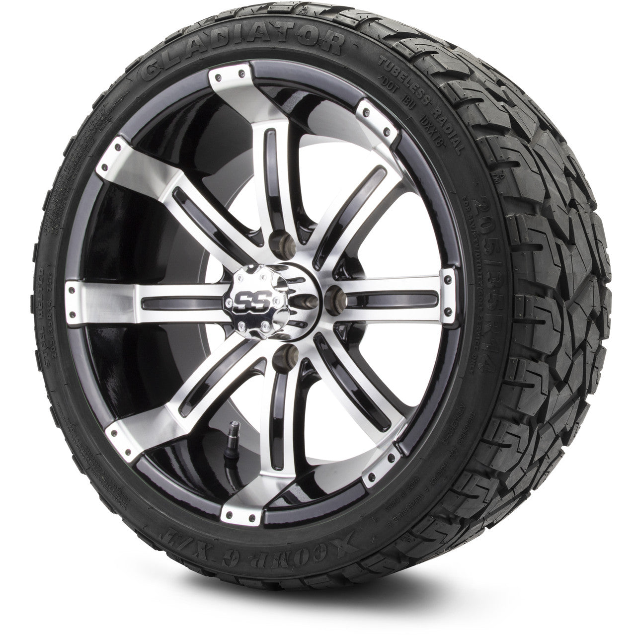 MODZ® 14" Tempest Machined Black Low Profile Tire and Wheel Combo