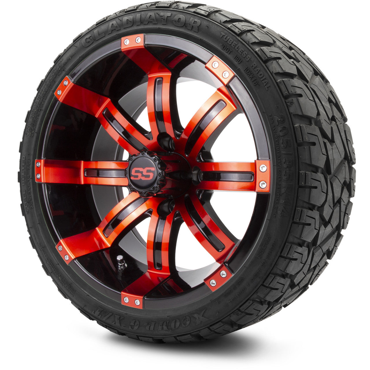 MODZ® 14" Tempest Red and Black - LowPro Tires and Wheels Combo