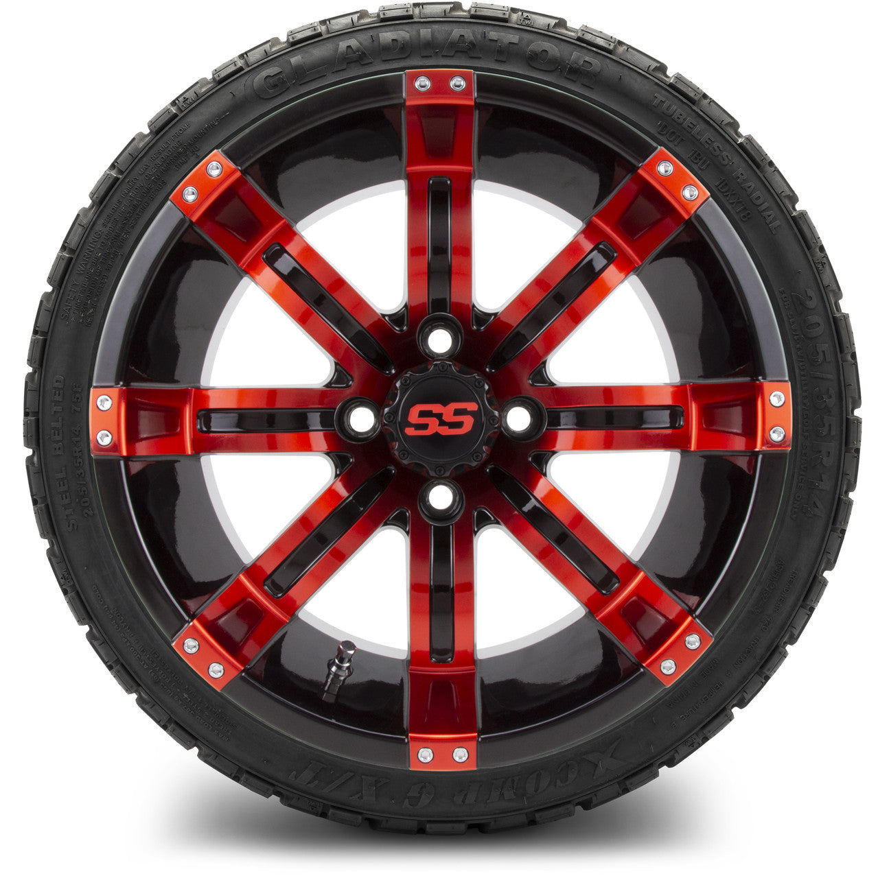 MODZ® 14" Tempest Red and Black - LowPro Tires and Wheels Combo