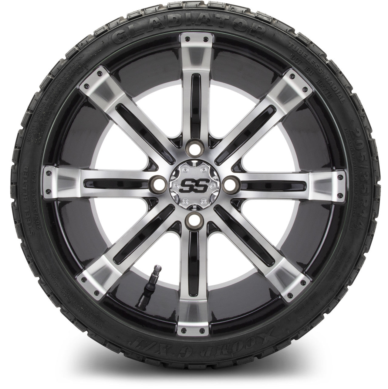 MODZ® 14" Tempest Machined Black Low Profile Tire and Wheel Combo