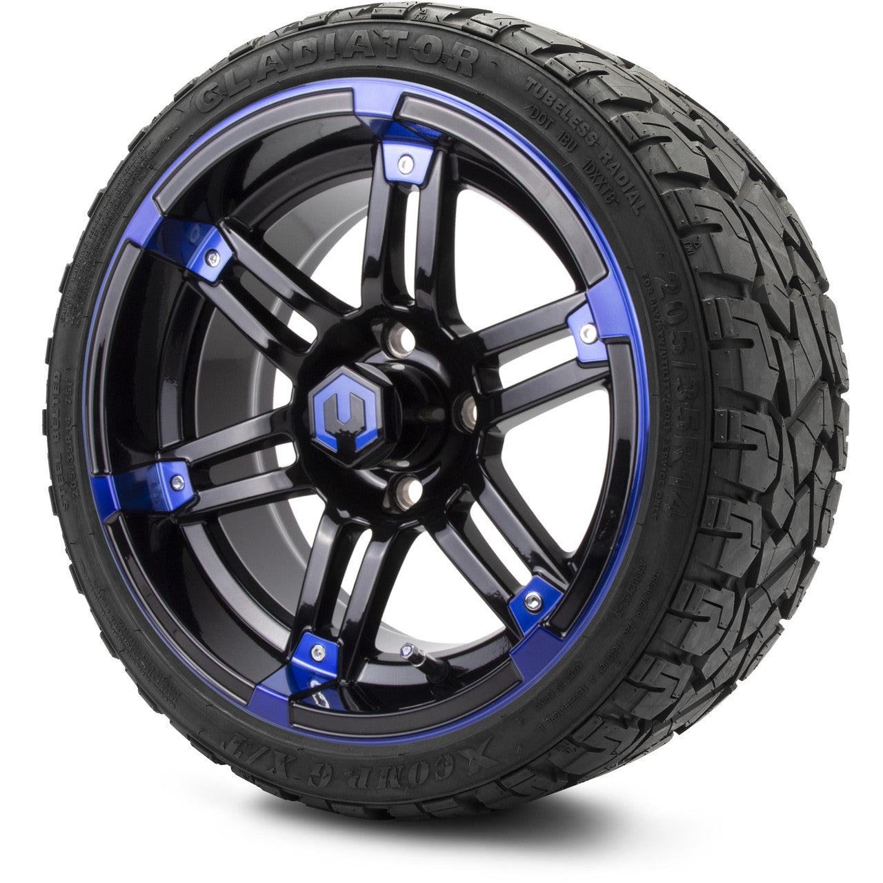 MODZ® 14" Aftershock Blue and Black - Low Profile Tires and Wheels Combo