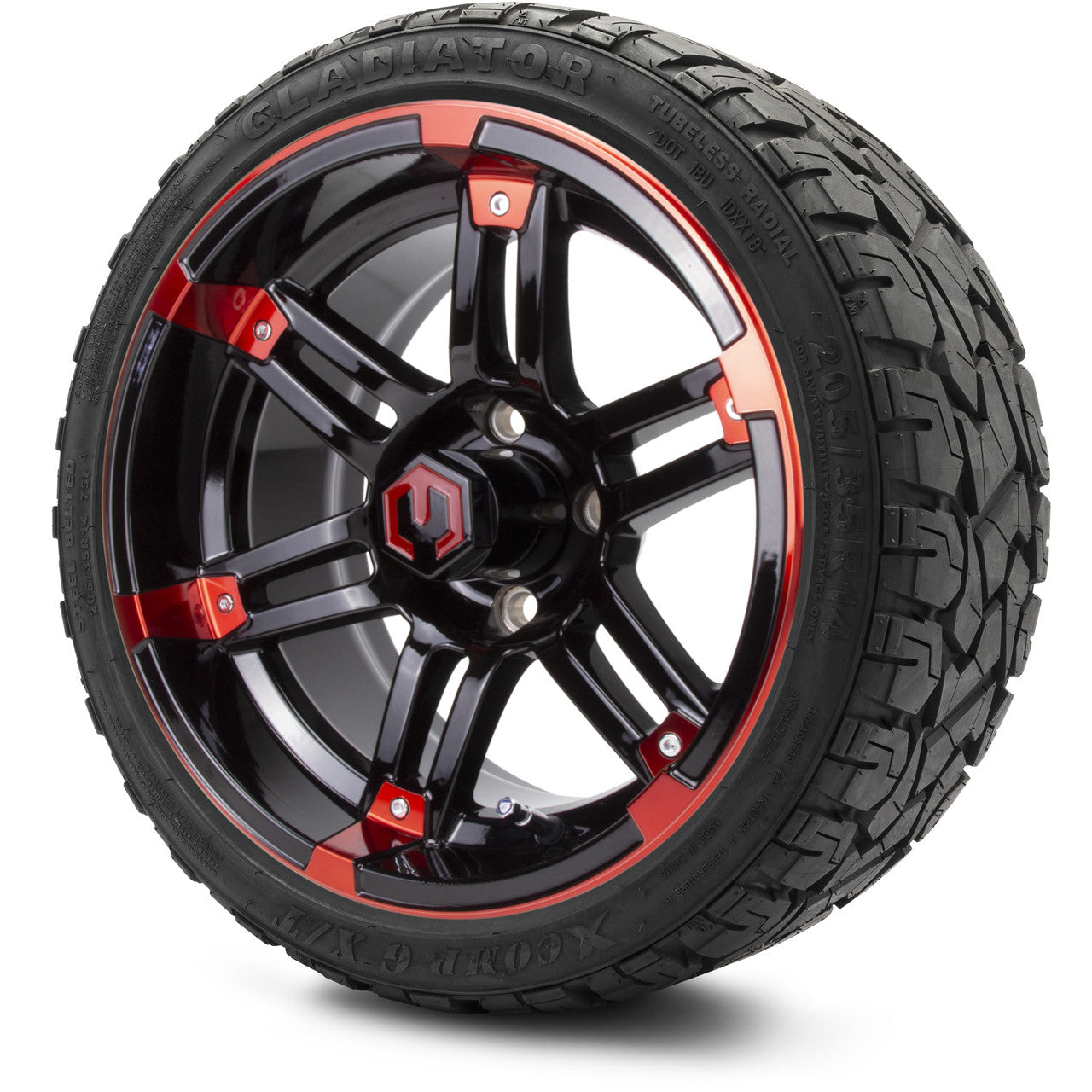 MODZ® 14" Aftershock Red and Black - Low Profile Tires and Wheels Combo
