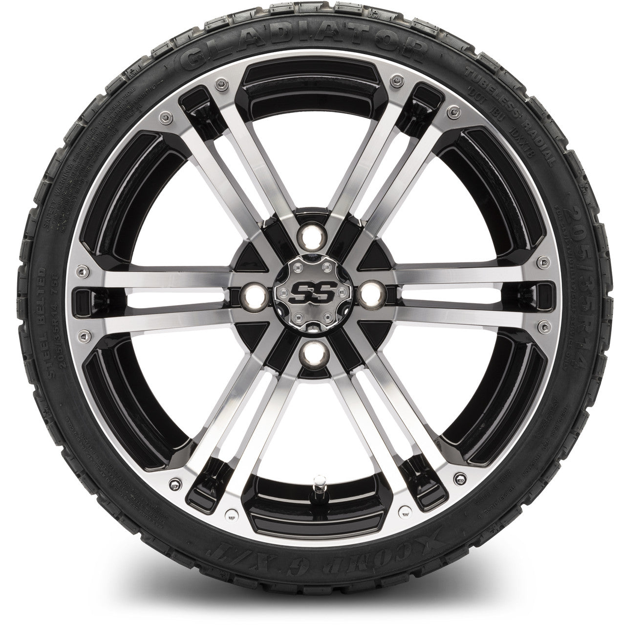 MODZ® 14" Enforcer Machined Black - Low Profile Tires and Wheels Combo