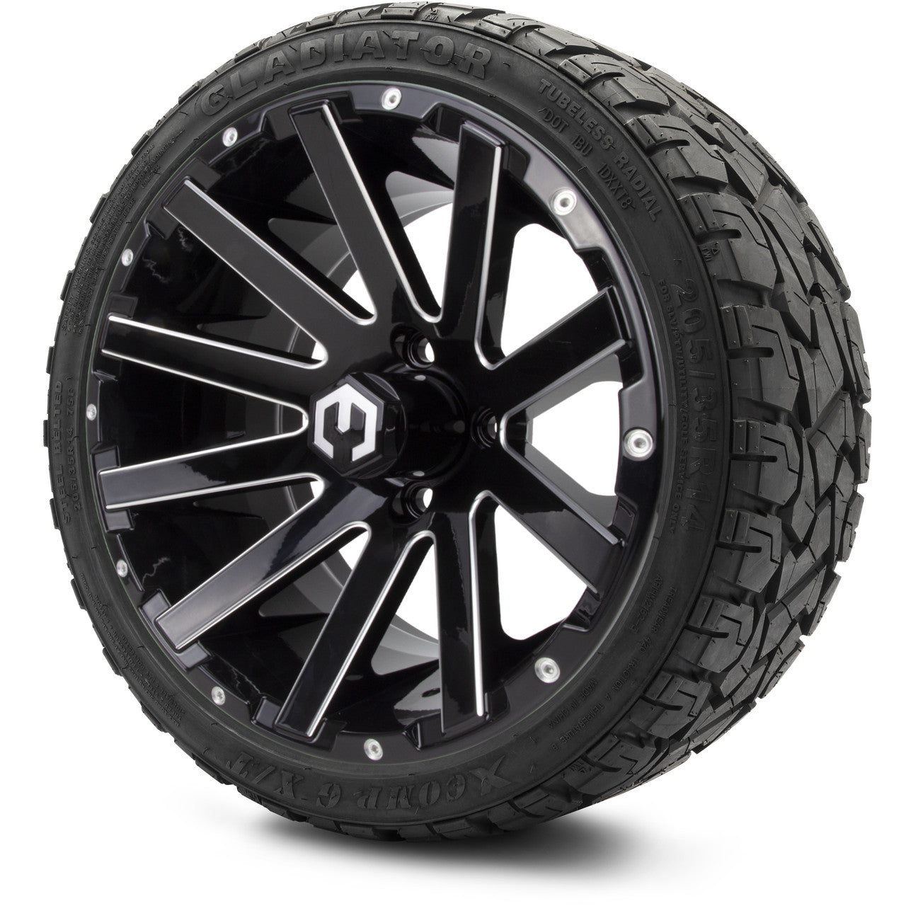 MODZ® 14" Mauler Glossy Black Ball Mill - LowPro Street Tire and Wheels Combo