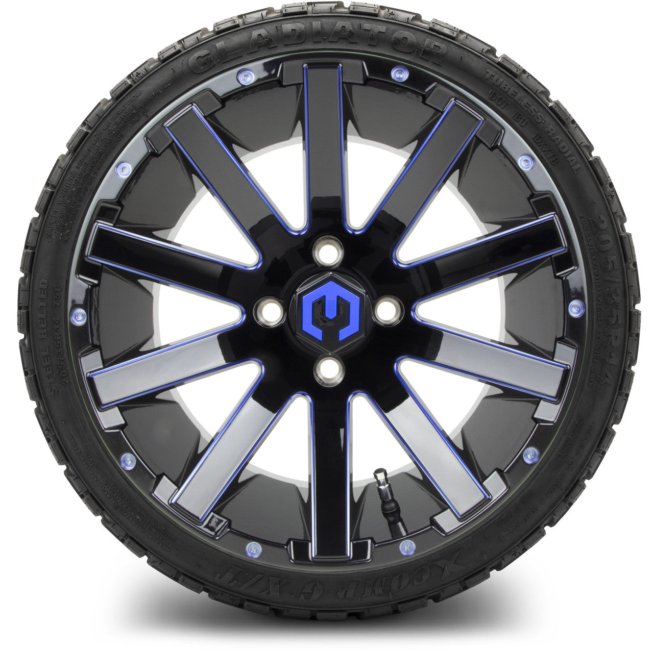 MODZ® 14" Mauler Black Ball Mill with Blue - LowPro Street Tire and Wheels Combo
