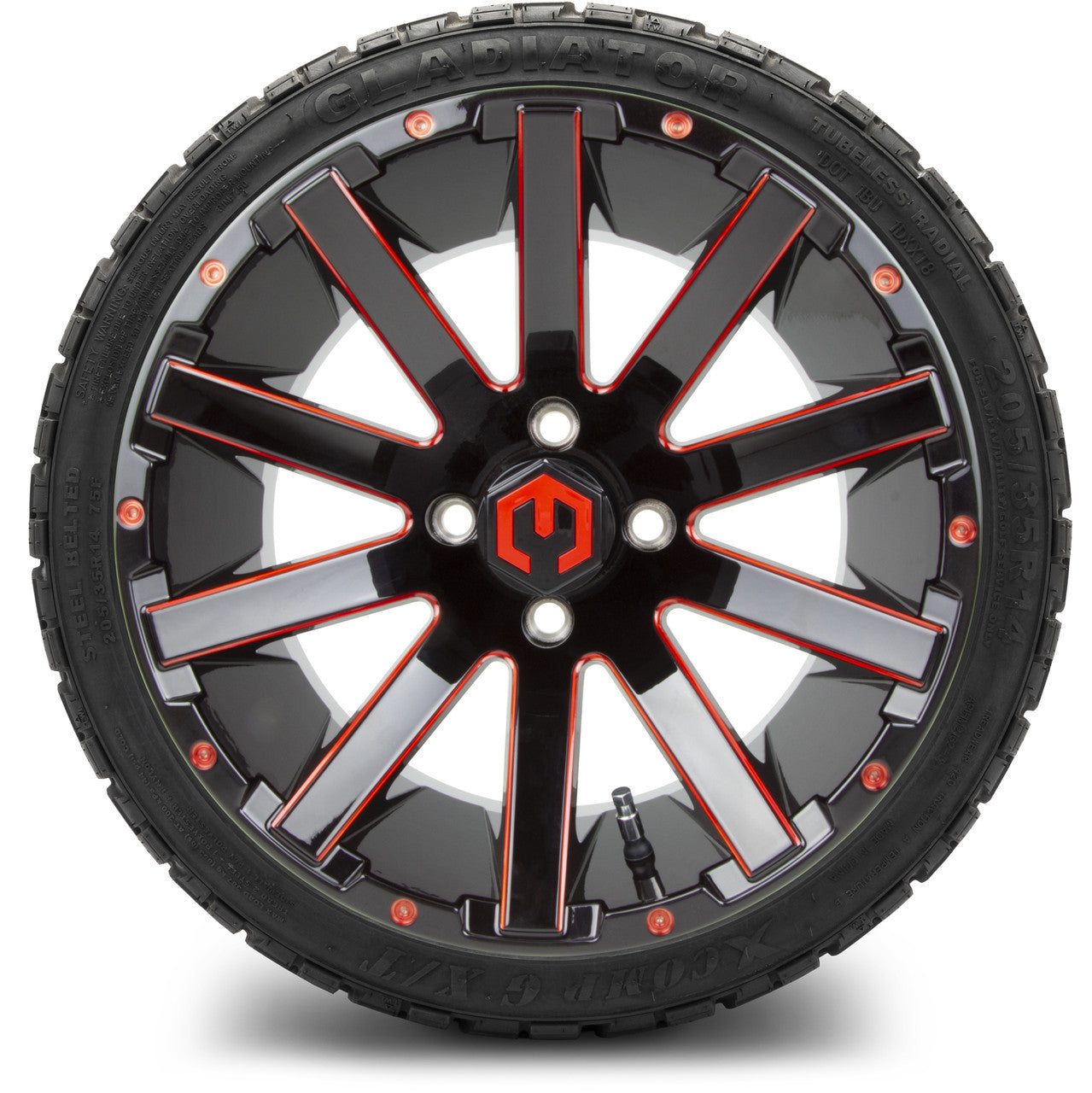 MODZ® 14" Mauler Red and Black Ball Mill - LowPro Tires and Wheels Combo