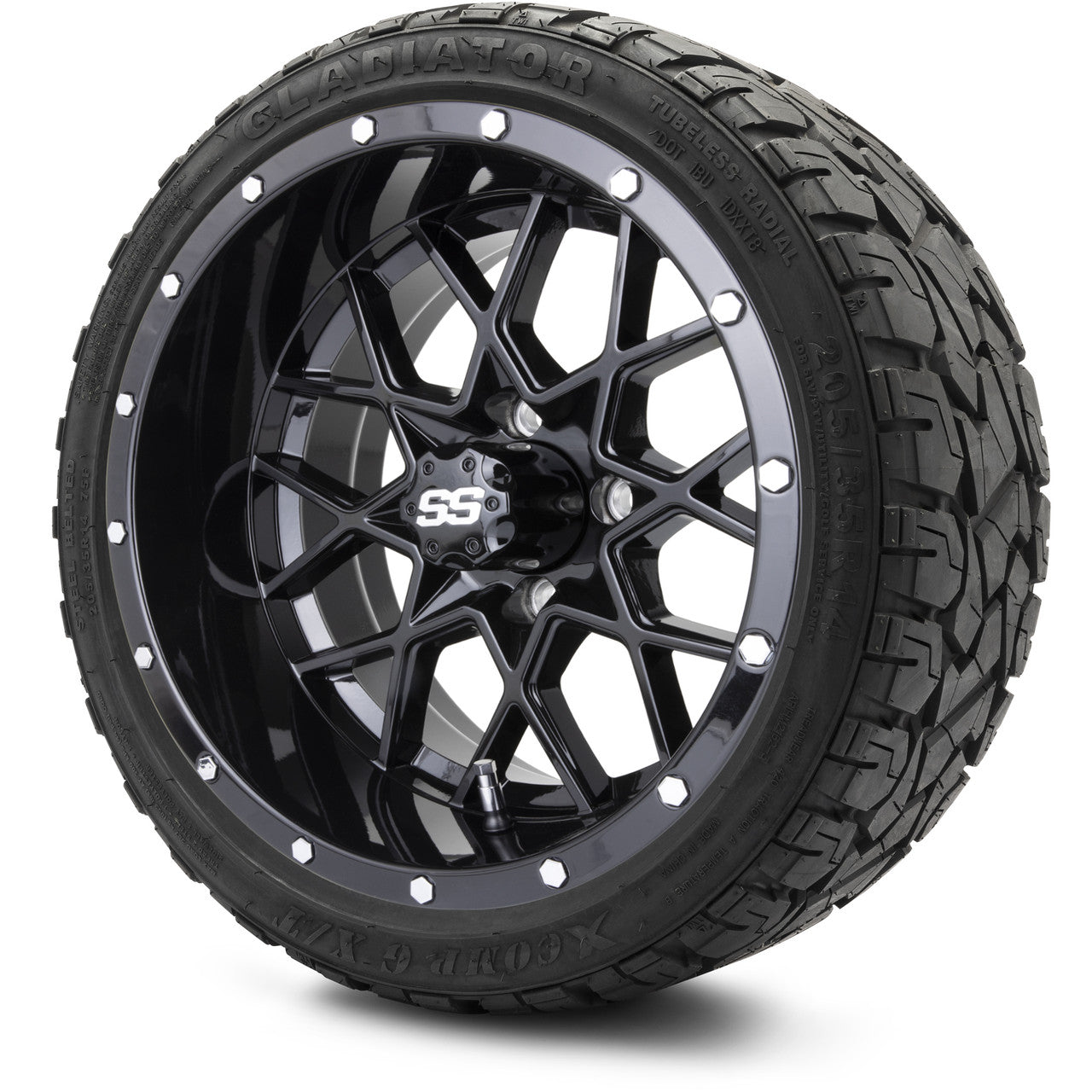 MODZ® 14" Vortex Glossy Black - LowPro Street Tire and Wheels Combo