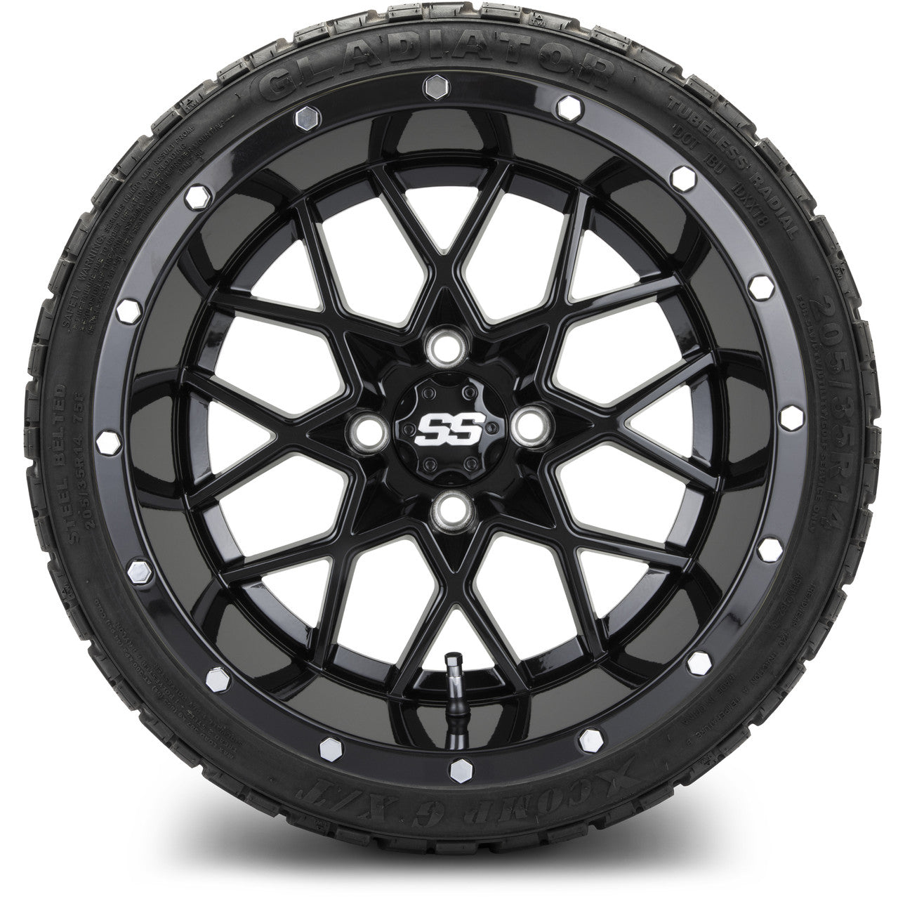MODZ® 14" Vortex Glossy Black - LowPro Street Tire and Wheels Combo