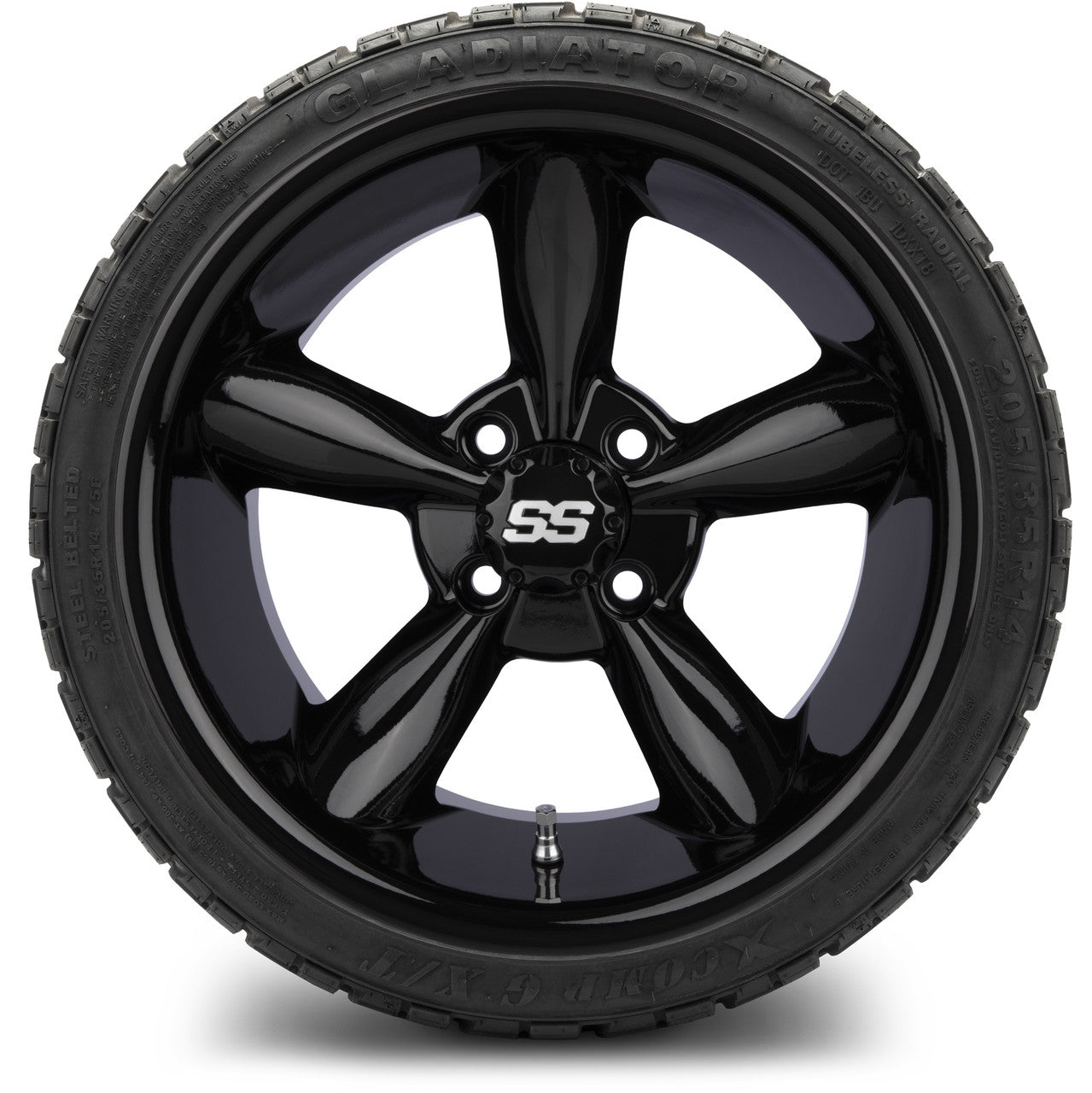 MODZ® 14" Godfather Glossy Black - LowPro Street Tire and Wheels Combo