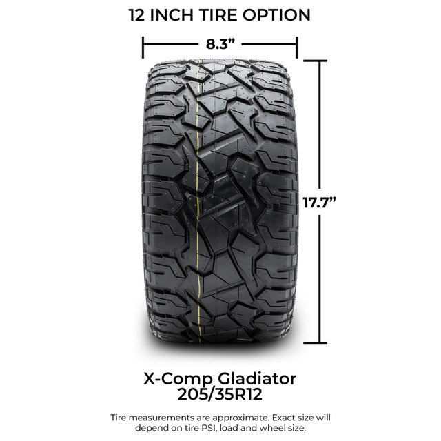 Xcomp® Gladiator 205x35-R12 Steel Belt Radial Golf Cart Tire