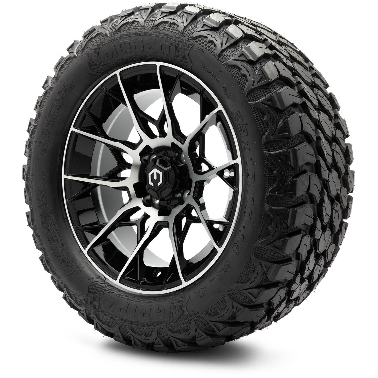 MODZ® 14" Chaos Machined Black - Lifted Tires and Wheels Combo