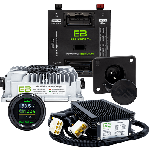 EcoBattery Lithium EZGO Freedom TXT 51V 105Ah Bundle "Thru Hole"