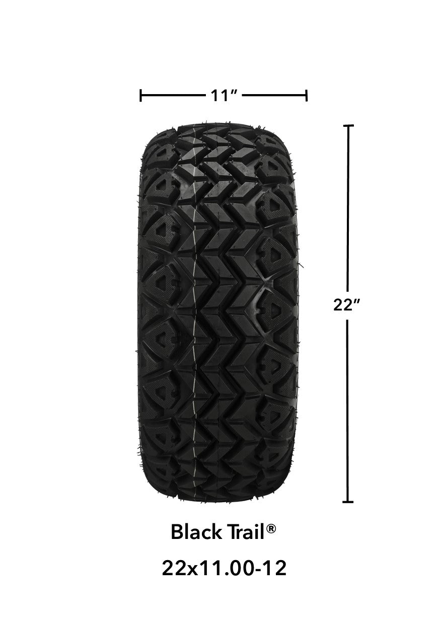 LSI 12' Maltese Cross Black & Machined Wheel and Lifted Tire Combo