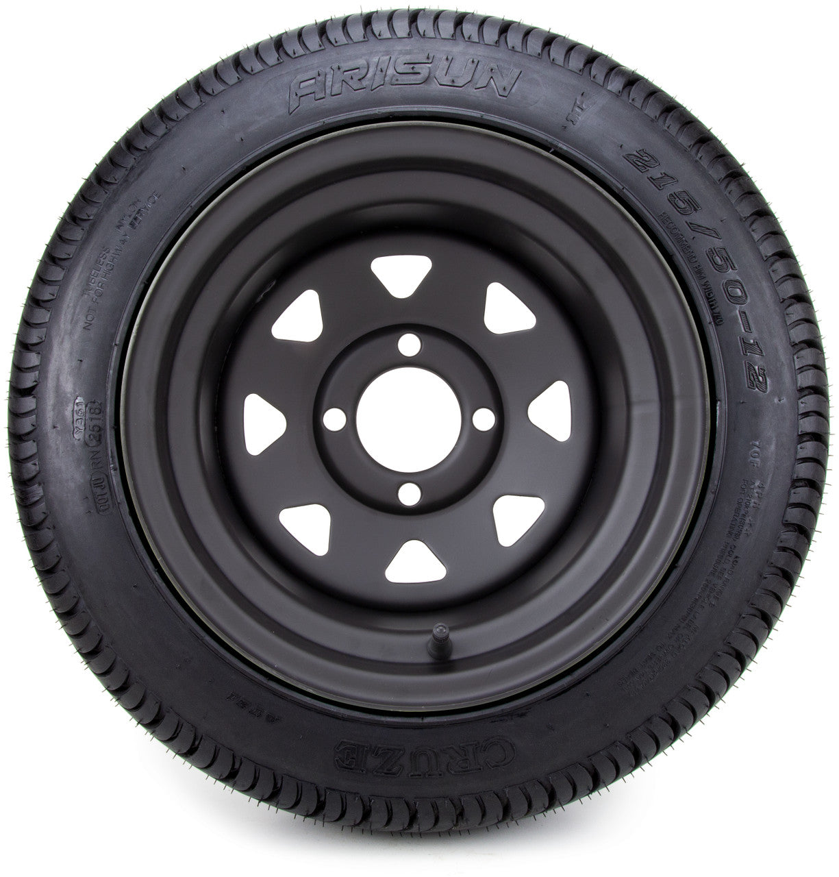 12"x7.5'' Black Steel 8 Spoke Golf Cart  LowPro Tires and Wheels Combo