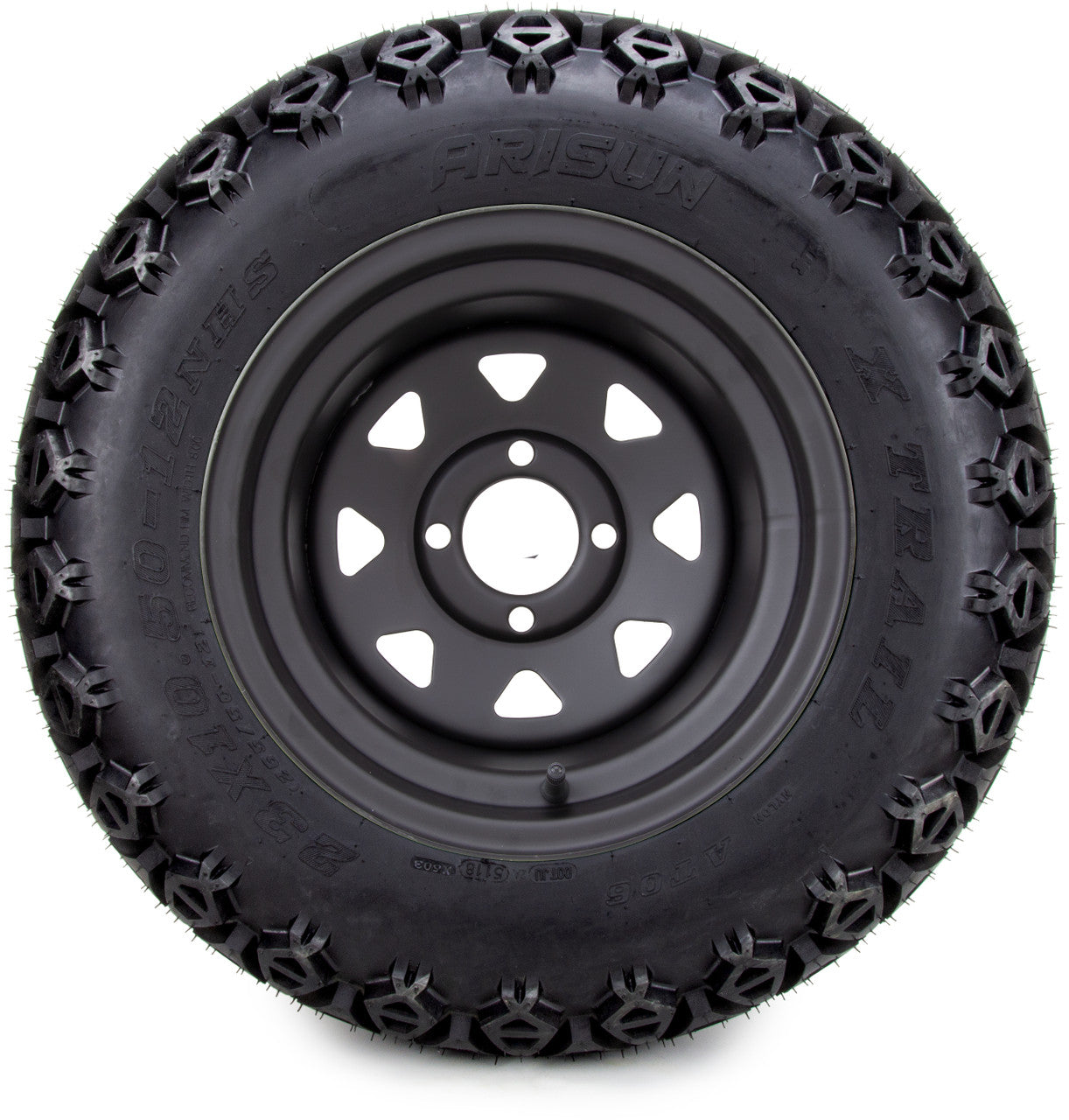 12"x7.5'' Black Steel 8 Spoke Golf Cart Lifted Tires and Wheels Combo