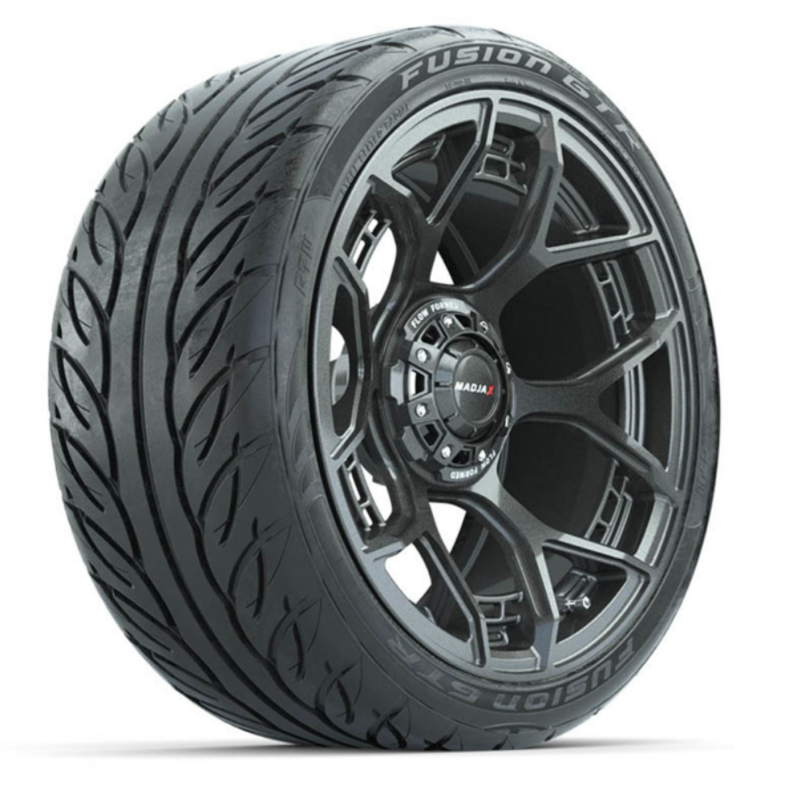 15-Inch MadJax Flow Form Evolution Gunmetal Wheels with GTW Fusion GTR Street Tires (Set of 4)