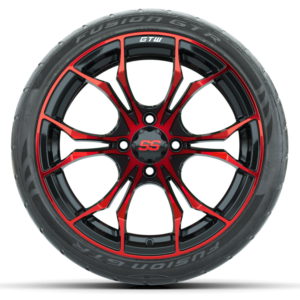 15-Inch GTW Spyder Red and Black Wheels with GTW Fusion GTR Street Tires (Set of 4)