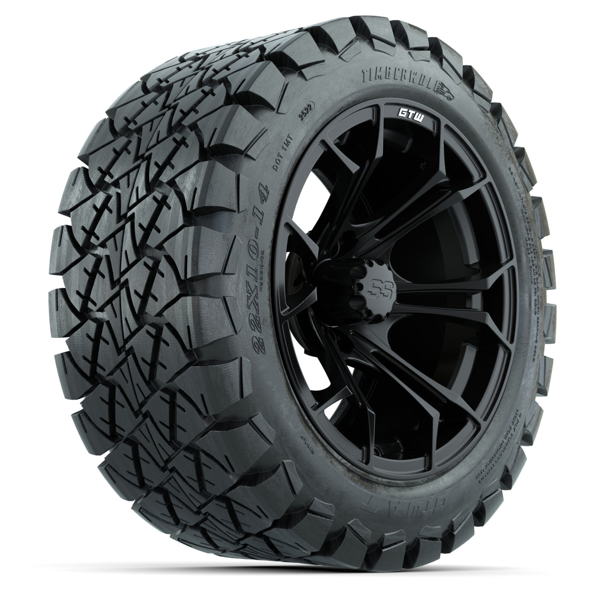 14-Inch GTW Spyder Matte Black Wheels With 22x10-14 GTW Timberwolf All ...