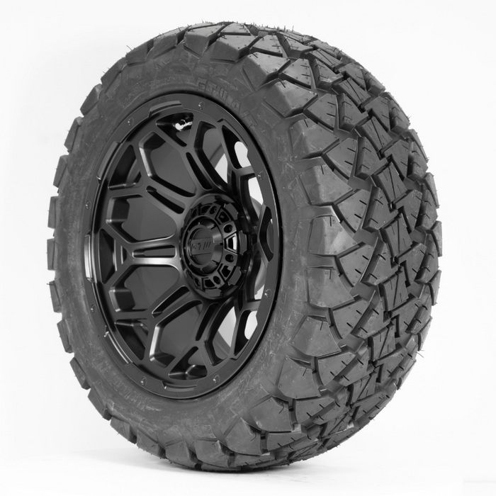 14-Inch GTW Matte Black Bravo Off-Road Wheels on 22-Inch GTW Timberwolf All-Terrain Tires (Set of 4)