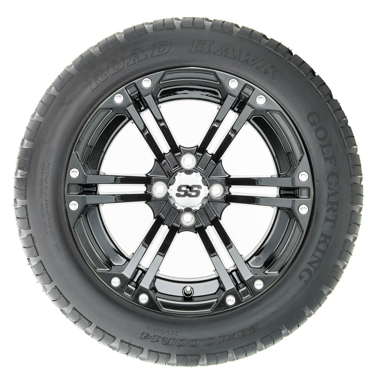 14" RHOX RX351 Gloss Black Wheels and Lifted Tires Combo