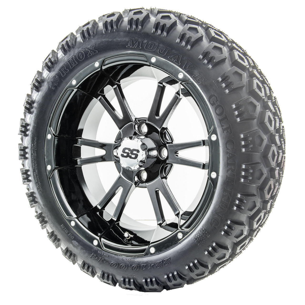 14" RHOX RX341 Black Wheels and Lifted Tires Combo