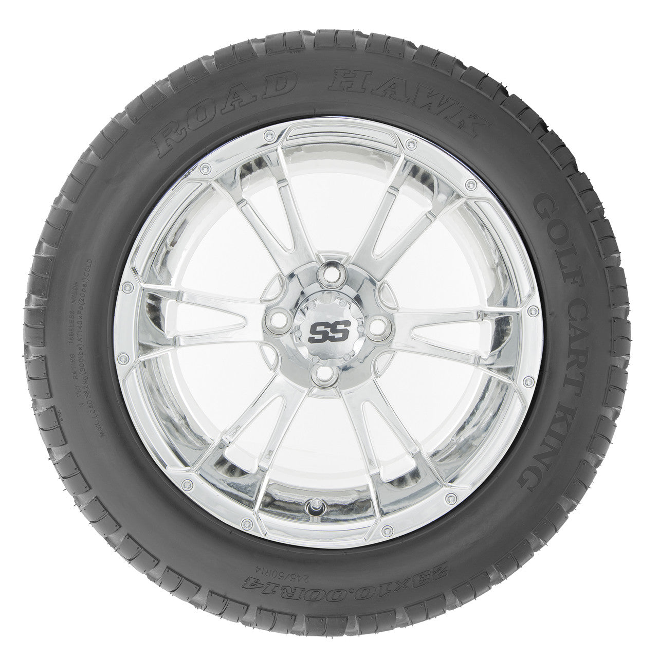 14" RHOX RX342 Chrome Wheels and Lifted Tires Combo