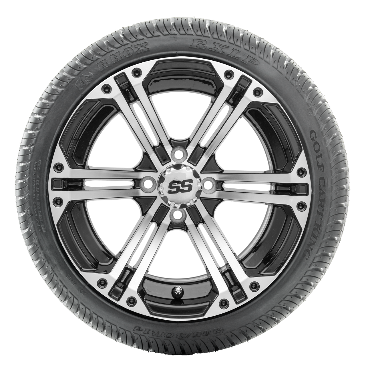 14" RHOX RX353 Machined Wheels and LowPro Tires Combo