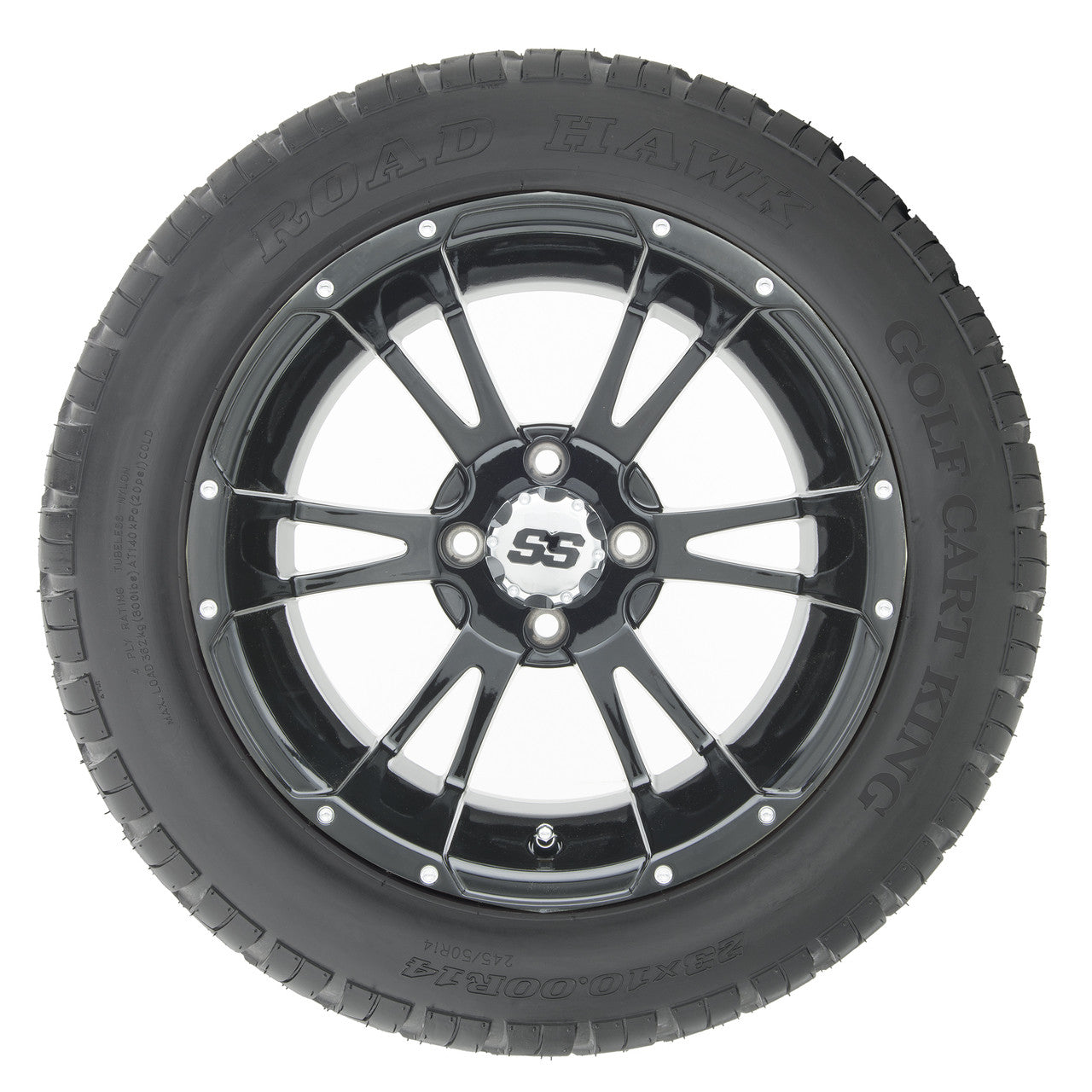 14" RHOX RX341 Black Wheels and Lifted Tires Combo