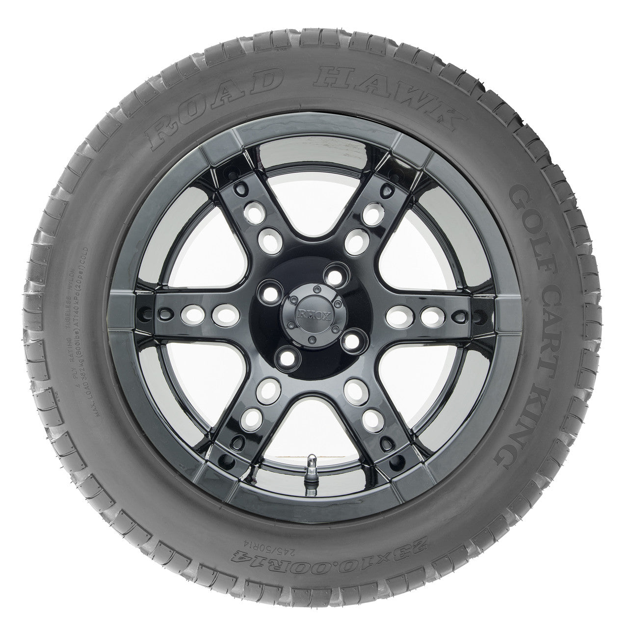 14" RHOX RX262 Black Wheels and Lifted Tires Combo
