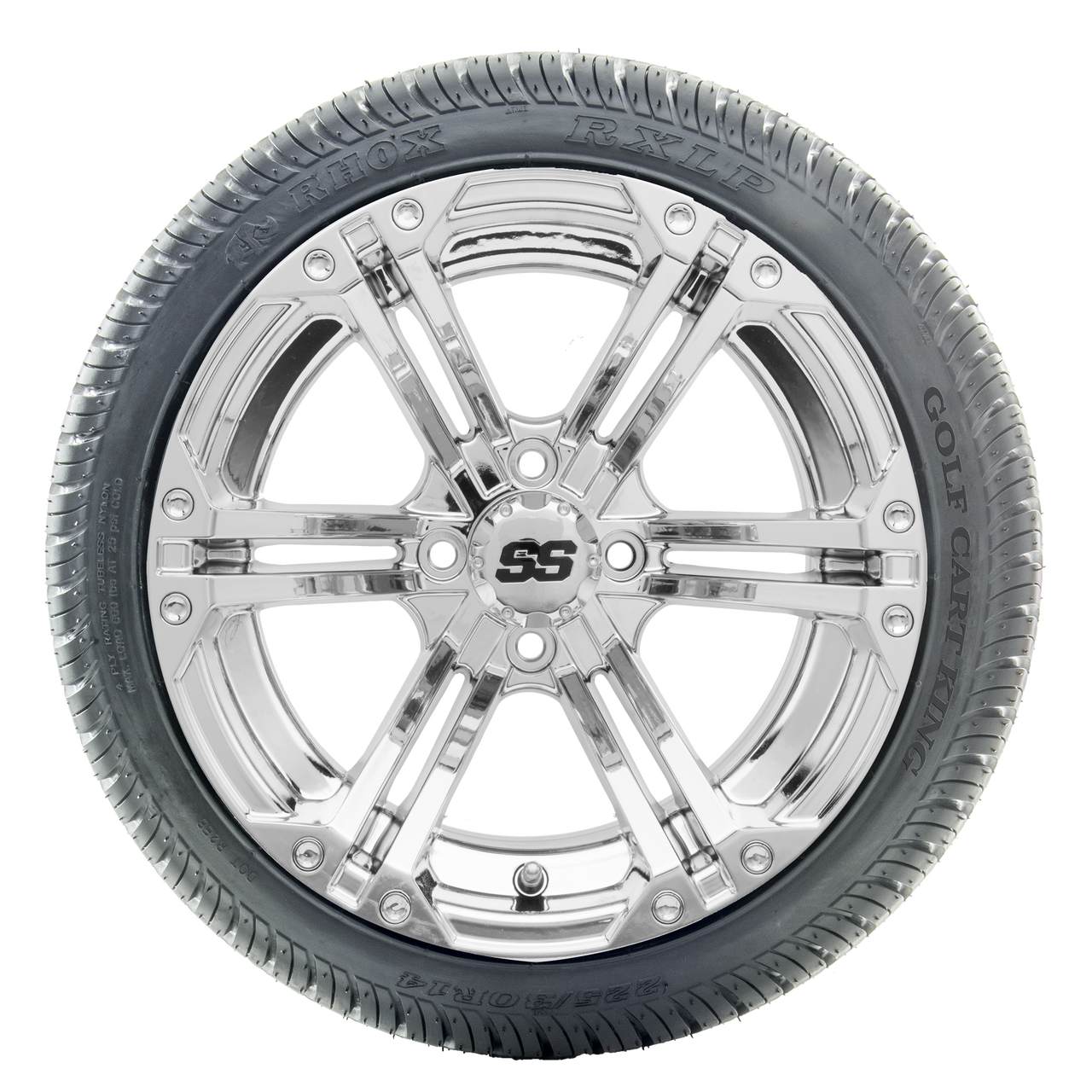 14" RHOX RX352 Chrome Wheels and LowPro Tires Combo