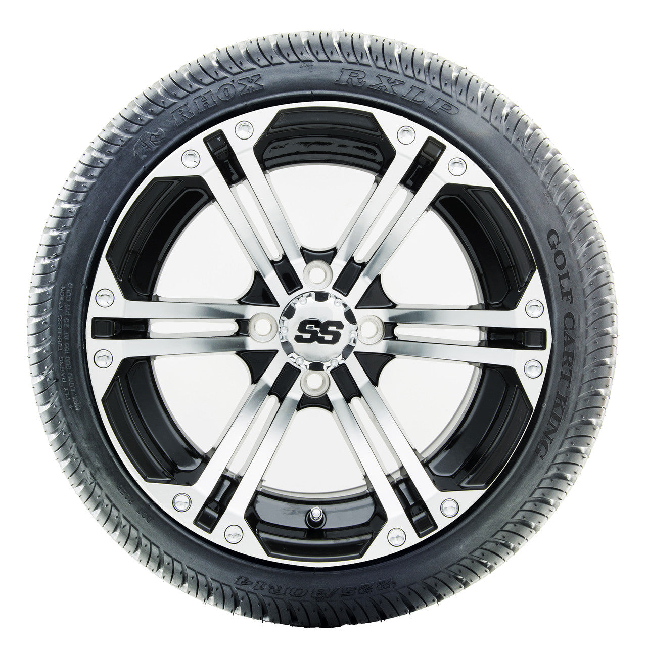 14" RHOX RX350 Machined Wheels and LowPro Tires Combo