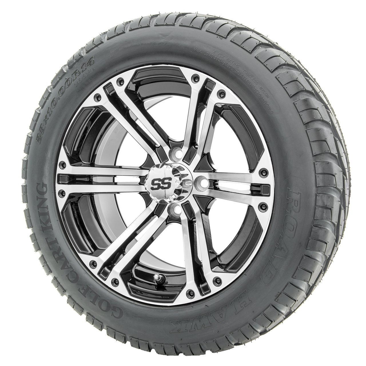 14" RHOX RX353 Machined Wheels and Lifted Tires Combo