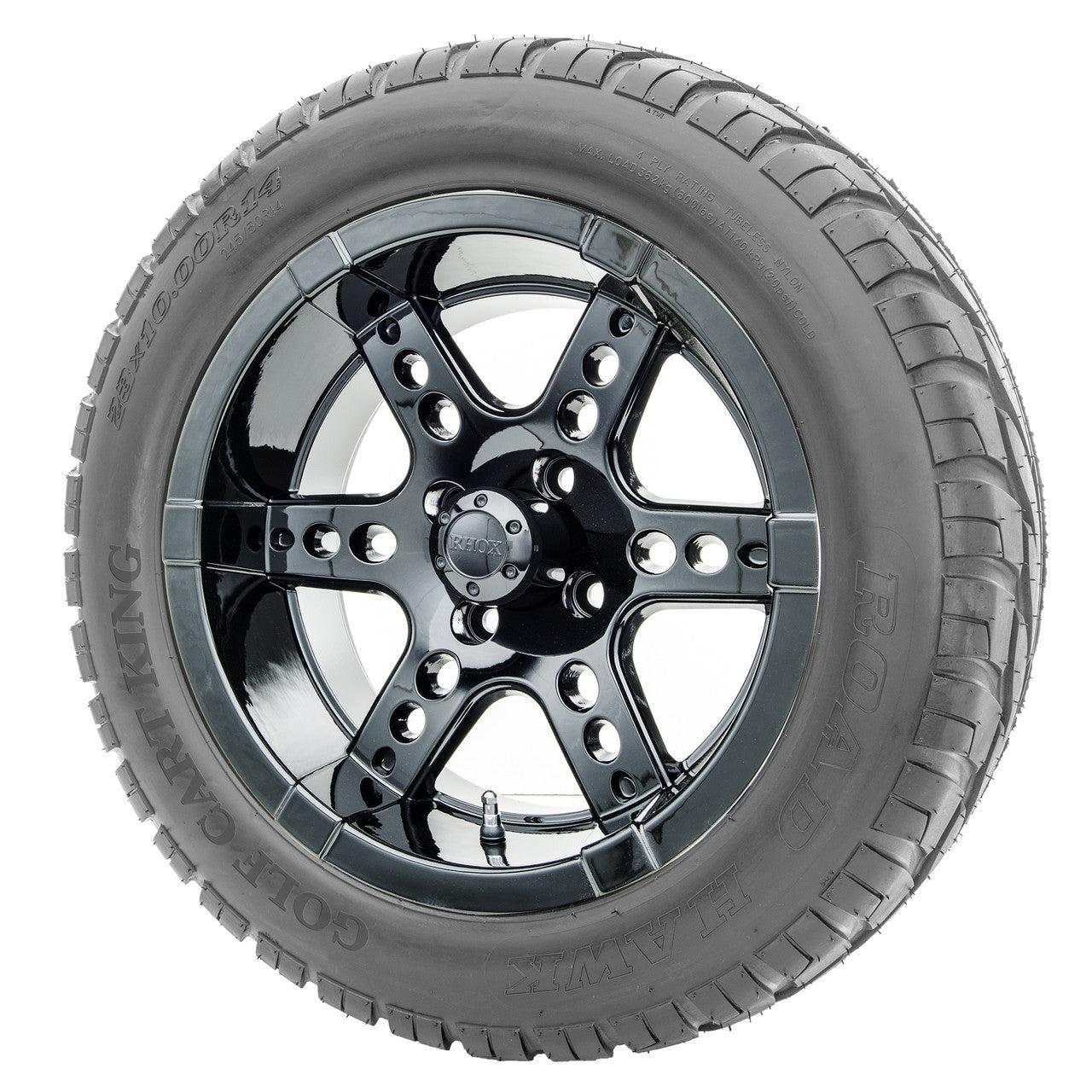 14" RHOX RX262 Black Wheels and Lifted Tires Combo
