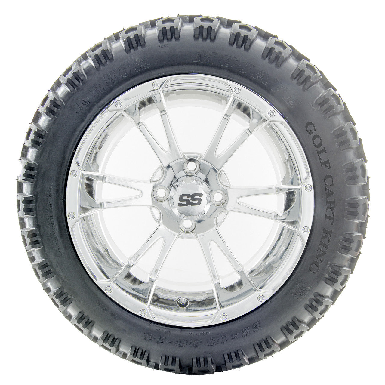 14" RHOX RX342 Chrome Wheels and Lifted Tires Combo