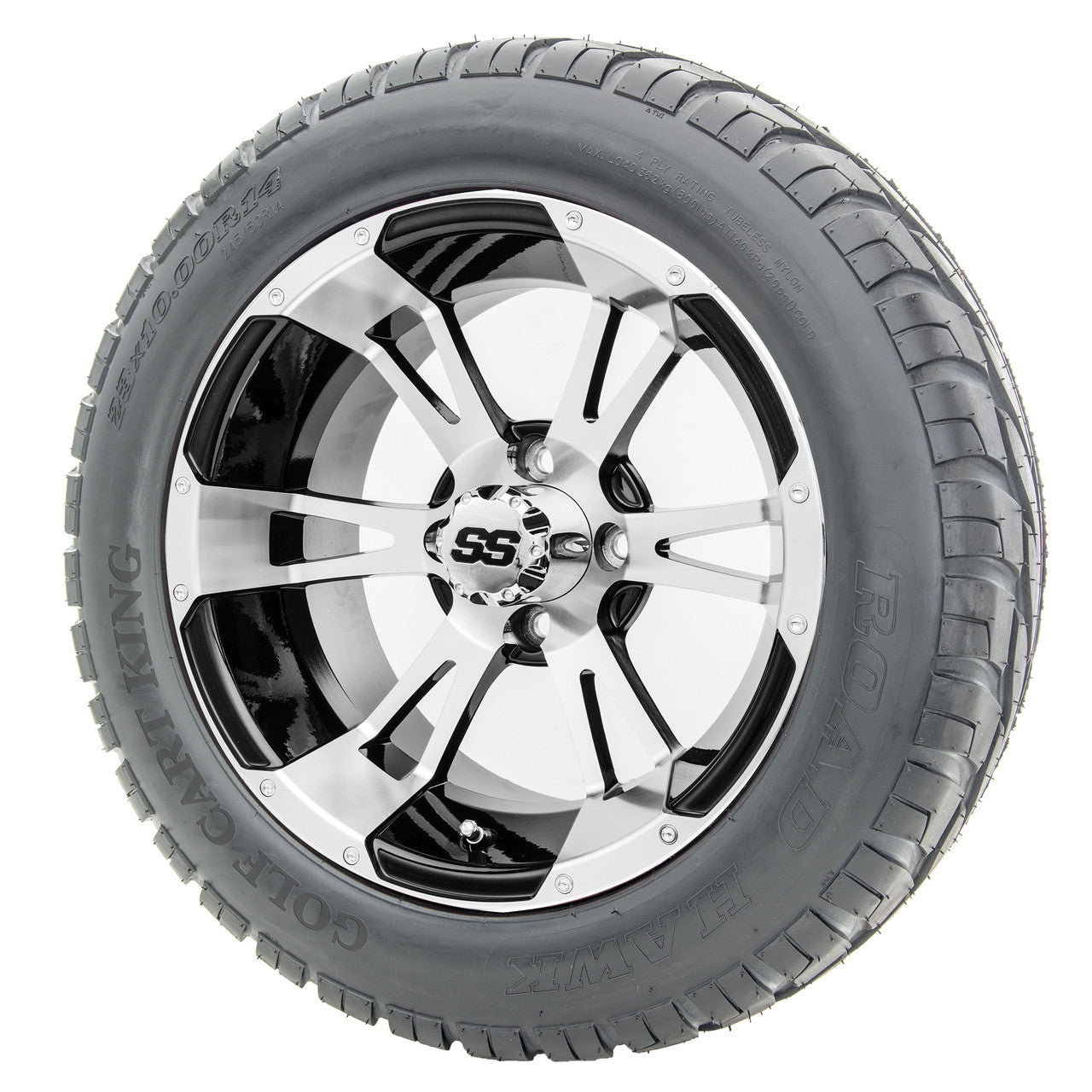 14" RHOX RX340 Machined Wheels and Lifted Tires Combo