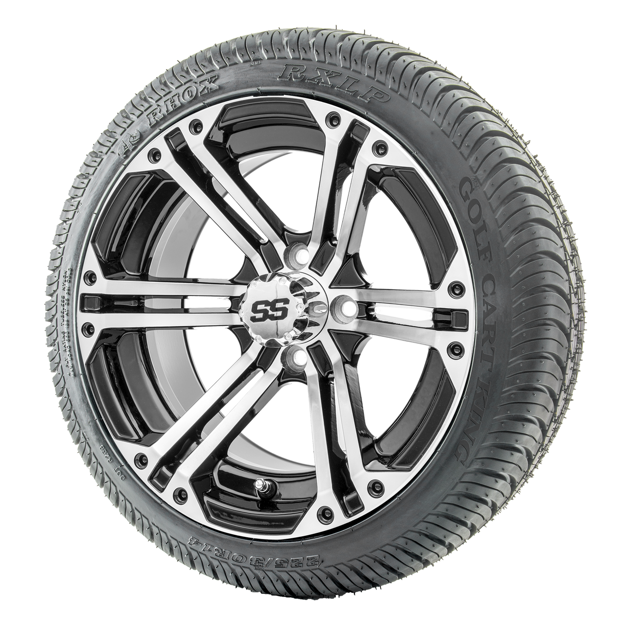 14" RHOX RX353 Machined Wheels and LowPro Tires Combo